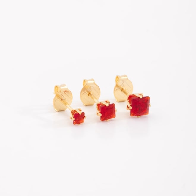 TBF-00004 TRIO DE BRINCOS COM PEDRAS LAPIDADAS QUADRADO