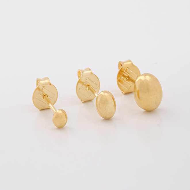 TBR-00044 TRIO DE BRINCOS BANHADOS A OURO 18K COM DESIGN OVAL LISO