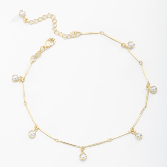 TN-00111 TORNOZELEIRA BANHADA A OURO 18K COM DETALHES EM PÉROLAS