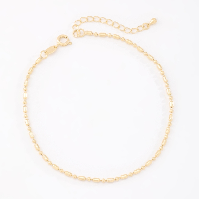 TN-00132 TORNOZELEIRA BANHADA A OURO 18K COM DETALHES EM ESFERAS