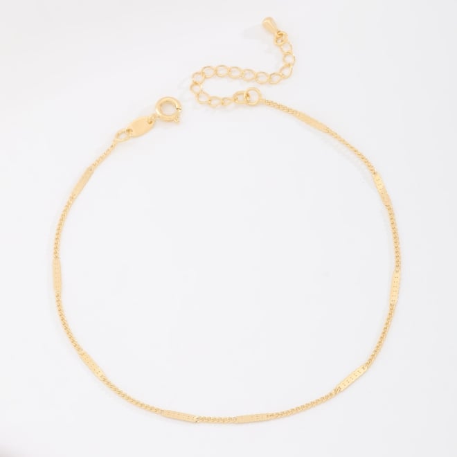 TR-0002 TORNOZELEIRA BANHADA A OURO 18K COM DETALHES EM PLAQUINHAS TEXTURIZADAS