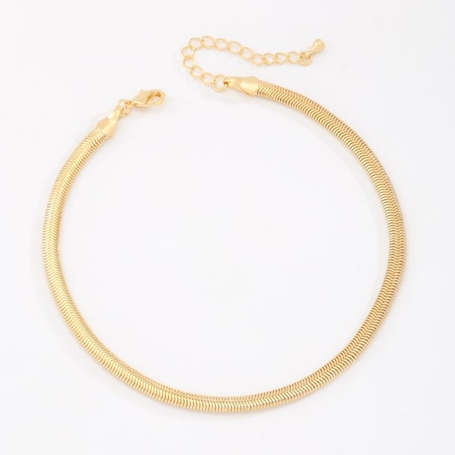 TR-0007 TORNOZELEIRA BANHADA A OURO 18K COM CORRENTE EM MALHA SERPENTE