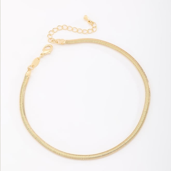 TR-0015 TORNOZELEIRA BANHADA A OURO 18K COM CORRENTE EM MALHA SERPENTE