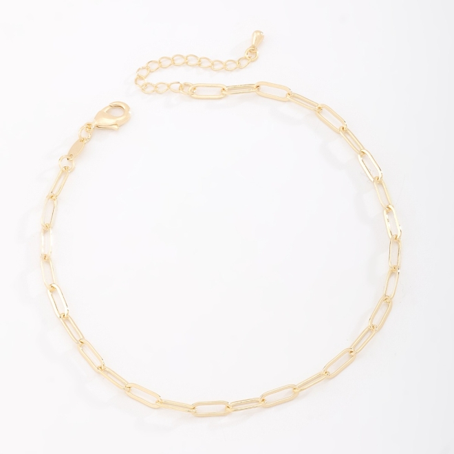 TR-0018 TORNOZELEIRA BANHADA A OURO 18K COM ELOS ALONGADOS