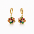 AC-0452 BRINCO BANHADO A OURO 18K COM ARGOLA LISA E PINGENTE EM FORMATO FLORAL