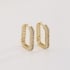 AC-0927 BRINCO ARGOLA BANHADO A OURO 18K EM FORMATO RETANGULAR COM ZIRCÔNIAS BAGUETE