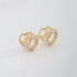 AC-0971 BRINCO BANHADO A OURO 18K DE ARGOLA EM FORMATO DE CORAÇÃO CRAVEJADOS EM ZIRCÔNIAS BAGUETE