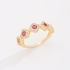 AN-01936 ANEL BANHADO A OURO 18K COM FLORES CRAVEJADAS EM ZIRCÔNIAS E PEDRAS OVAIS
