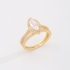 AN-02001 ANEL BANHADO A OURO 18K COM PEDRA DE GOTA E ARO DUPLO