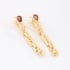 BR-00147 BRINCO BANHADO A OURO 18K COM PEDRA DE ZIRCÔNIA LAPIDADA EM FORMATO DE GOTA E CORRENTE ESTILO ELOS