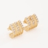 BR-00338 BRINCO BANHADO A OURO 18K TIPO EAR HOOK COM DESIGN CURVO E DETALHES CRAVEJADOS EM ZIRCÔNIAS
