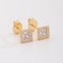 BR-00590 BRINCO BANHADO A OURO 18K EM FORMATO QUADRADO COM PEDRA CENTRAL LAPIDADA
