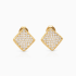BR-00691 BRINCO BANHADO A OURO 18K EM FORMATO QUADRADO CRAVEJADO EM ZIRCÔNIAS