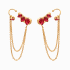 BR-00782 BRINCO BANHADO A OURO 18K MODELO 2 EM 1 EAR CUFF COM CORRENTE E PIERCING FAKE