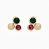 BR-00809 BRINCO BANHADO A OURO 18K COM ZIRCONIAS NAS CORES VERDE E PINK E DETALHE EM ESFERA EM ZIRCÔNIAS