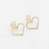 BR-00888 BRINCO BANHADO A OURO 18K EM FORMATO DE CORAÇÃO VAZADO COM DETALHES EM ZIRCÔNIAS BAGUETE
