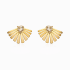 BR-01144 BRINCO BANHADO A OURO 18K COM PEDRA CENTRAL EM FORMATO TRIANGULAR E DESIGN EM LEQUE