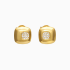 BR-01216 BRINCO BANHADO A OURO 18K COM DESIGN QUADRADO E DETALHE EM ZIRCÔNIAS