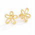 BR-01549 BRINCO BANHADO A OURO 18K EM FORMATO DE FLOR COM DESIGN VAZADO