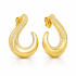 BR-01775 BRINCO BANHADO A OURO 18K COM DESIGN CURVO E DETALHES CRAVEJADOS EM ZIRCÔNIAS