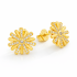 BR-02126 BRINCO BANHADO A OURO 18K EM FORMATO DE FLOR COM PÉTALAS ALTERNADAS EM ZIRCÔNIAS