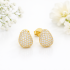 BR-02597 BRINCO BANHADO A OURO 18K COM DESIGN OVAL CRAVEJADO EM ZIRCÔNIAS