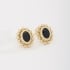 BR-02758 BRINCO BANHADO A OURO 18K COM PEDRA OVAL FACETADA E DETALHES EM ESFERAS AO REDOR