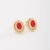 BR-02758 BRINCO BANHADO A OURO 18K COM PEDRA OVAL FACETADA E DETALHES EM ESFERAS AO REDOR