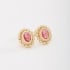 BR-02758 BRINCO BANHADO A OURO 18K COM PEDRA OVAL FACETADA E DETALHES EM ESFERAS AO REDOR