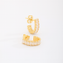 BR-02871 BRINCO BANHADO A OURO 18K EM FORMATO DE ARGOLA COM ZIRCONIAS EM CORTE BAGUETE