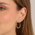 BR-02966 BRINCO BANHADO A OURO 18K COM ARGOLA EM ZIRCÔNIAS E PINGENTE OVAL COM ESFERAS