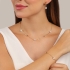 PU-00968 PULSEIRA BANHADA A OURO 18K COM ESFERAS POLIDAS E PEDRAS LEITOSAS