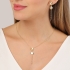 GR-03018 COLAR BANHADO A OURO 18K COM CORRENTE DELICADA E DETALHES EM ESFERAS, COM PINGENTES EM FORMATO ORGÂNICO