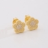 BR-03120 BRINCO BANHADO A OURO 18K EM FORMATO DE FLOR COM DETALHES EM ZIRCÔNIAS