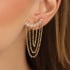 BR-03172 BRINCO BANHADO A OURO 18K COM DESIGN EAR CUFF EM ZIRCÔNIAS E CORRENTES MÚLTIPLAS