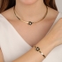 CH-0343 CHOKER DE ARO BANHADA A OURO 18K COM PINGENTE DE FLOR.