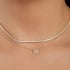 CH-0381 CHOKER DUPLO COM CORRENTE RIVIERA E OUTRA COM PINGENTE QUADRADO CRAVEJADO