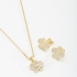 CJ-00142 CONJUNTO BANHADO A OURO 18K DE BORBOLETA CRAVEJADOS
