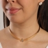 CJ-00215 CONJUNTO BANHADO A OURO 18K COM DESIGN RÍGIDO E DETALHE CENTRAL CRAVEJADO EM ZIRCÔNIAS