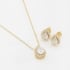CJ-00294 CONJUNTO BANHADO A OURO 18K COM PEDRA EM FORMATO DE GOTA E DETALHES EM ZIRCÔNIAS