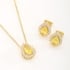 CJ-00294 CONJUNTO BANHADO A OURO 18K COM PEDRA EM FORMATO DE GOTA E DETALHES EM ZIRCÔNIAS