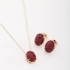 CJ-00318 CONJUNTO BANHADO A OURO 18K COM PEDRA OVAL 
