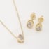 CJ-00326 CONJUNTO BANHADO A OURO 18K COM PEDRA EM FORMATO DE GOTA