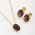 CJS-00020 CONJUNTO BANHADO A OURO 18K COM PEDRAS OVAIS LAPIDADAS.