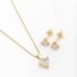CJS-00059 CONJUNTO BANHADO A OURO 18K COM PEDRA EM FORMATO TRIANGULAR