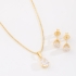 CJS-00060-CONJUNTO BANHADO A OURO 18K COM PINGENTE E BRINCOS EM FORMATO DE GOTA