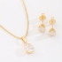 CJS-00060-CONJUNTO BANHADO A OURO 18K COM PINGENTE E BRINCOS EM FORMATO DE GOTA