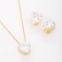 CJS-00077 CONJUNTO BANHADO A OURO 18K COM DESIGN ROMÂNTICO E SOFISTICADO, APRESENTANDO COLAR COM PINGENTE EM FORMATO DE CORAÇÃO COM ZIRCÔNIA LAPIDADA