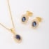 CJS-00103 CONJUNTO BANHADO A OURO 18K COM PINGENTE E BRINCOS COM PEDRA OVAL CRAVEJADA EM ZIRCÔNIAS