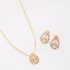 CJS-00111 CONJUNTO BANHADO A OURO 18K DE GOTA COM N. S. APARECIDA CRAVEJADA